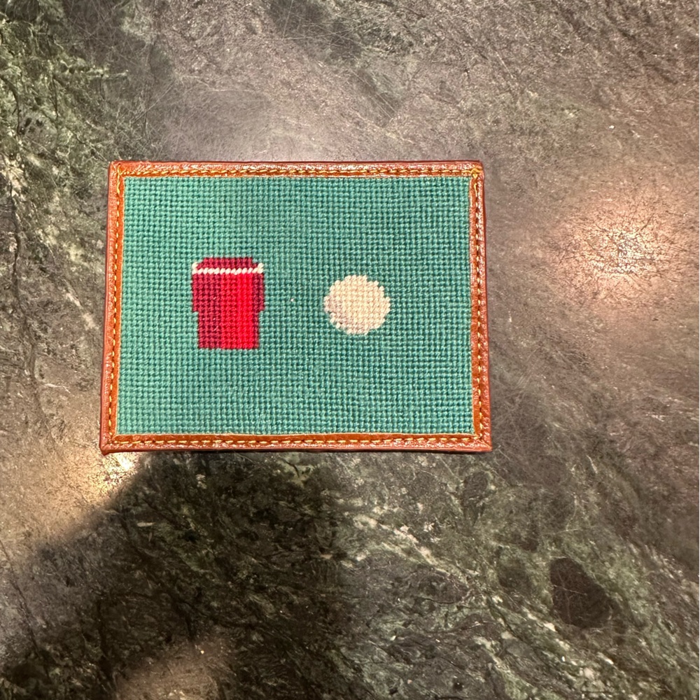 Tucker Blair needlepoint Wallet (beer pong)
